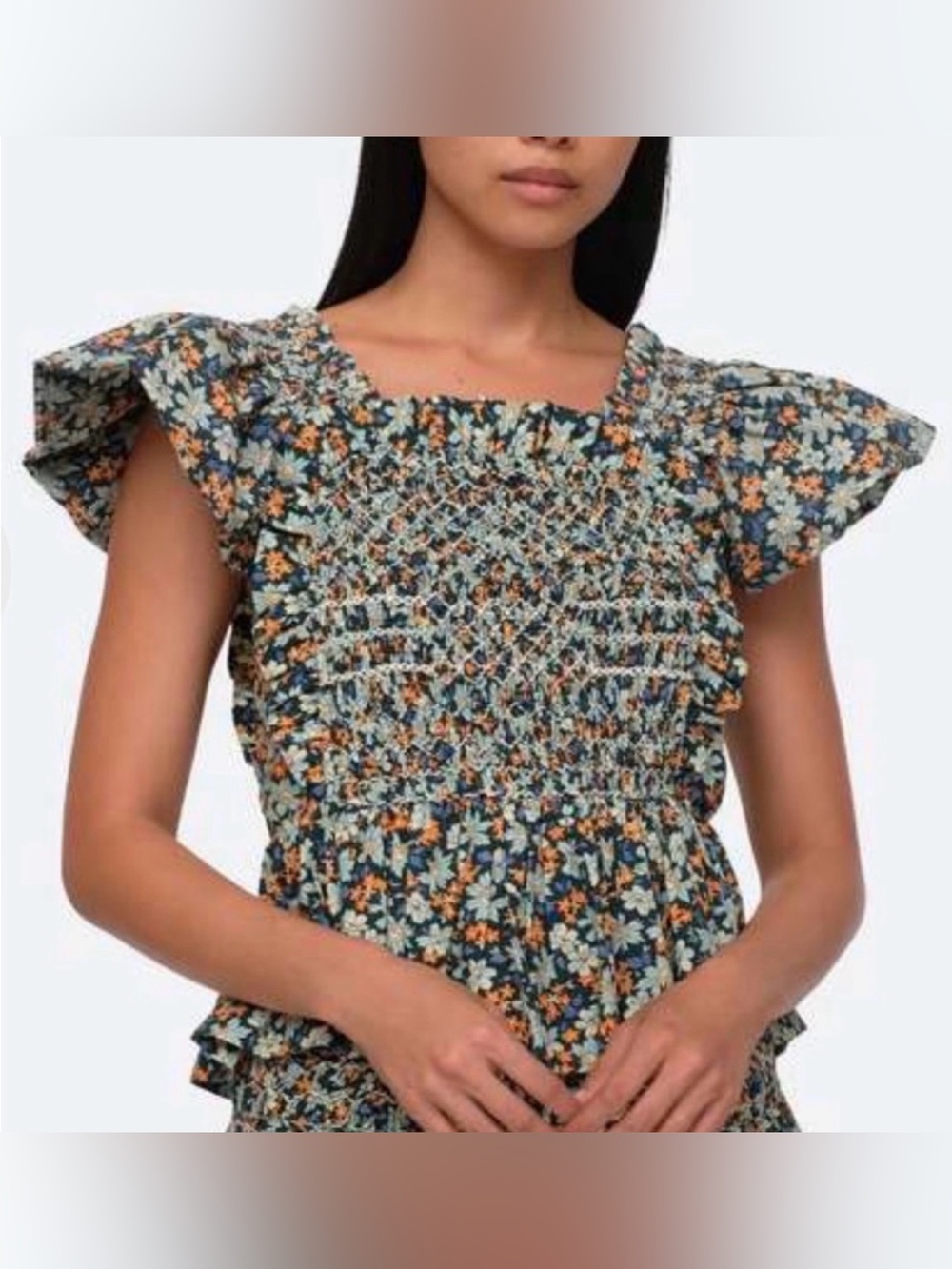 SEA New York Peggy Floral Smocked Top - size small